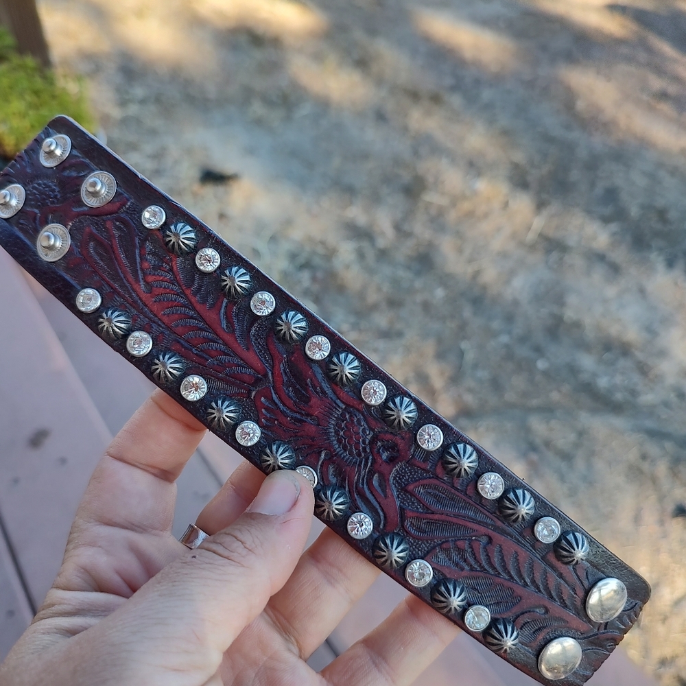 Tooled Leather Snap Cuff Bracelet